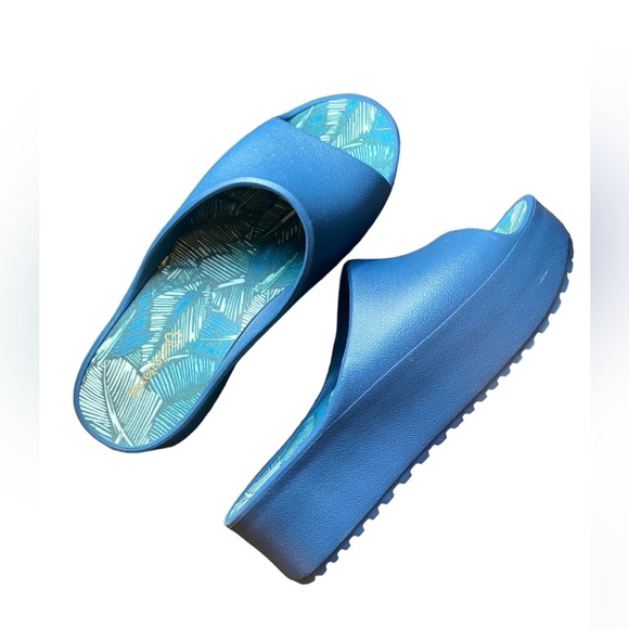 BARETRAPS Womens Navy Comfort Parvati Round Toe Wedge Slip On Slide Sandals Sz 8 - Picture 4 of 7